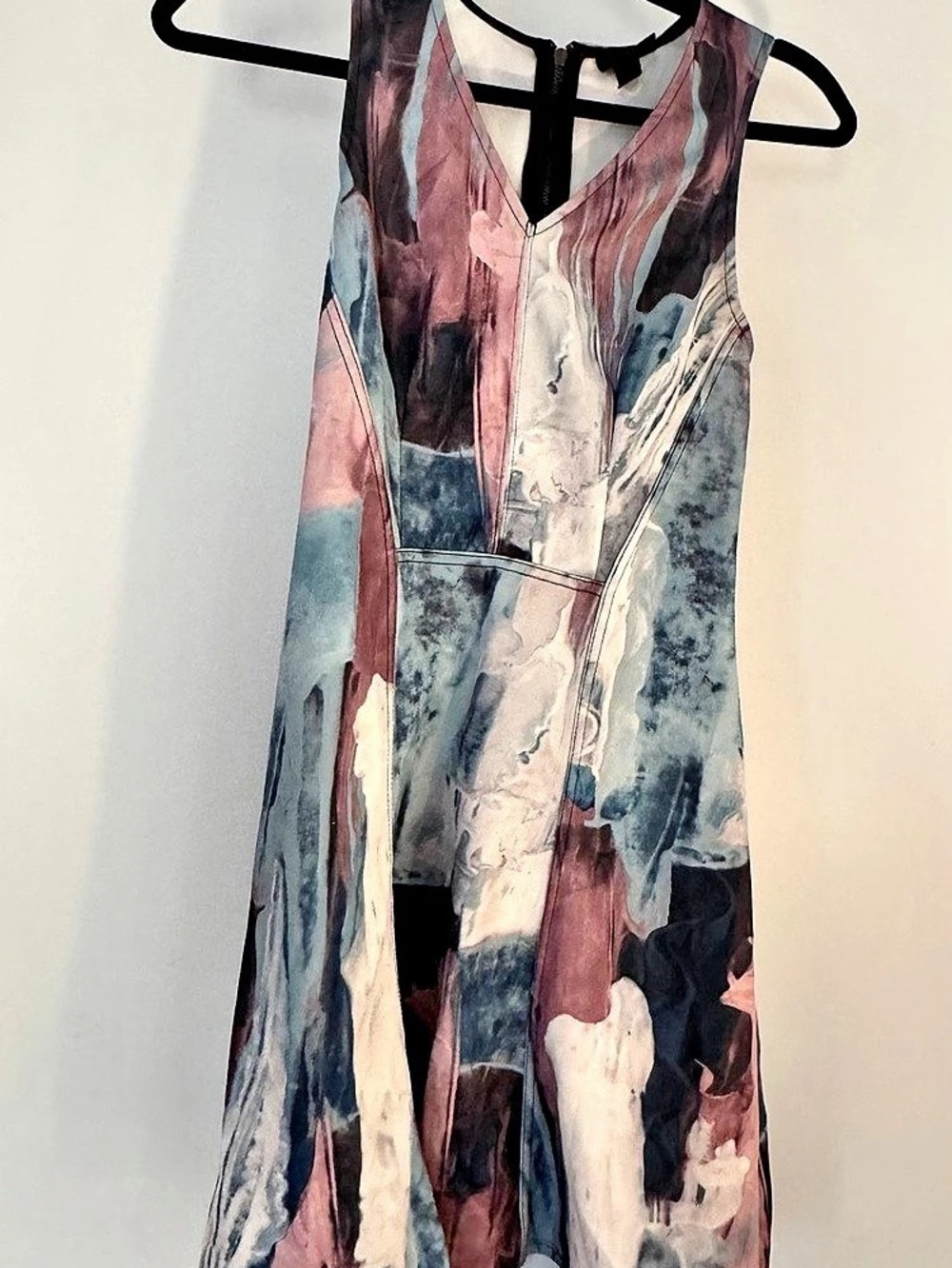 Abstract Print Mini Dress in Blue & Pink